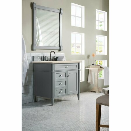 James Martin Vanities Brittany 36in Single Vanity, Urban Gray w/ 3 CM Eternal Marfil Quartz Top 650-V36-UGR-3EMR